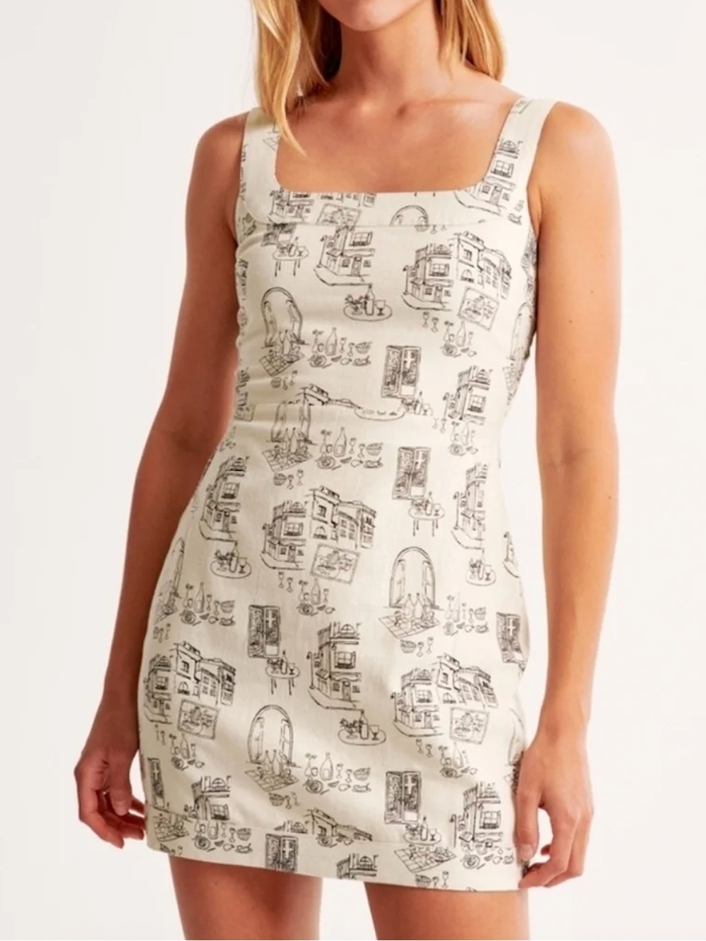 Abercrombie & Fitch Cream Italian City Dress, Size Medium Petite